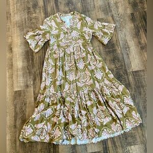 Mittoshop Olive and Pink Floral Dress